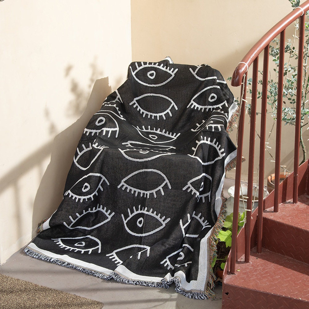 Olivenorma Tarot Magic Black Evil Eye Tapestry Blanket