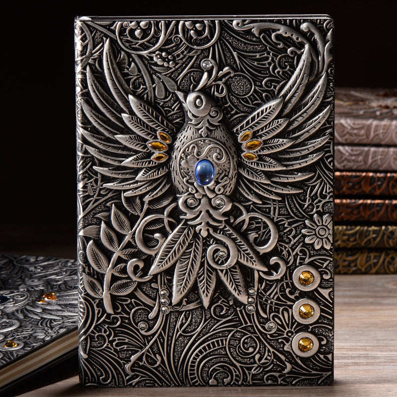 Olivenorma Crystal Stone Phoenix Embossed Leather Journal Notebook