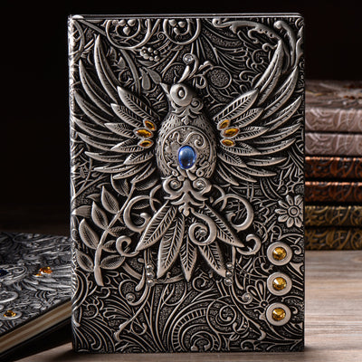 Olivenorma Crystal Stone Phoenix Embossed Leather Journal Notebook