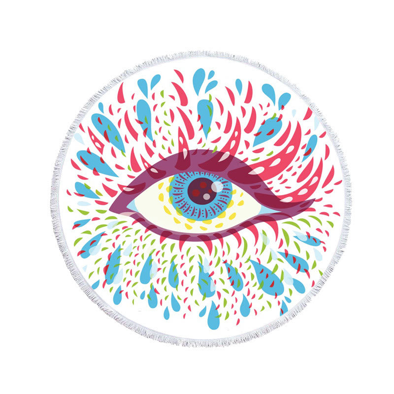 Olivenorma Evil Eye Hamsa Round Beach Towel Tapestry