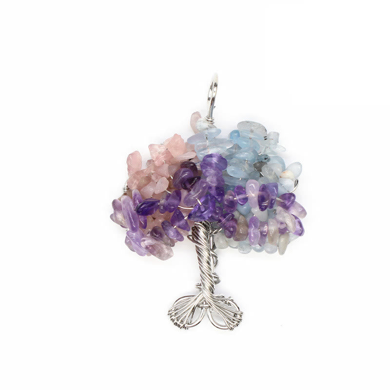 Olivenorma Crystal Gravel Chakra Tree Of Life Necklace Pendant