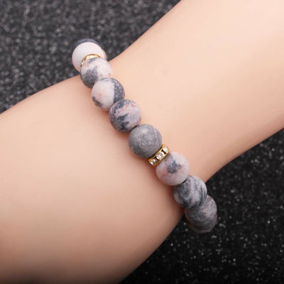 Olivenorma Natural Rhodonite Frosted Beaded Healing Bracelet