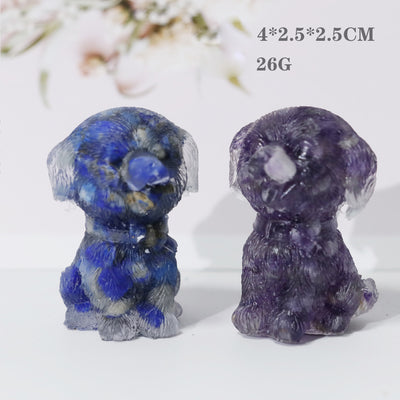 Olivenorma Natural Crystal Gravel Dog Ornament Gemstone Decoration