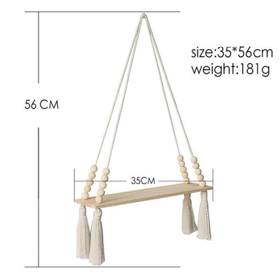 Olivenorma Cotton Rope Wooden Board Storage Rack Wall Decor