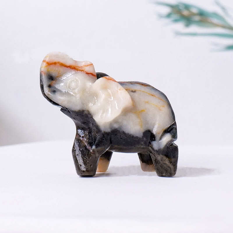 Olivenorma Natural Crystal Elephant Carving Ornament Gemstone Decoration - Zebra Stone - image 40