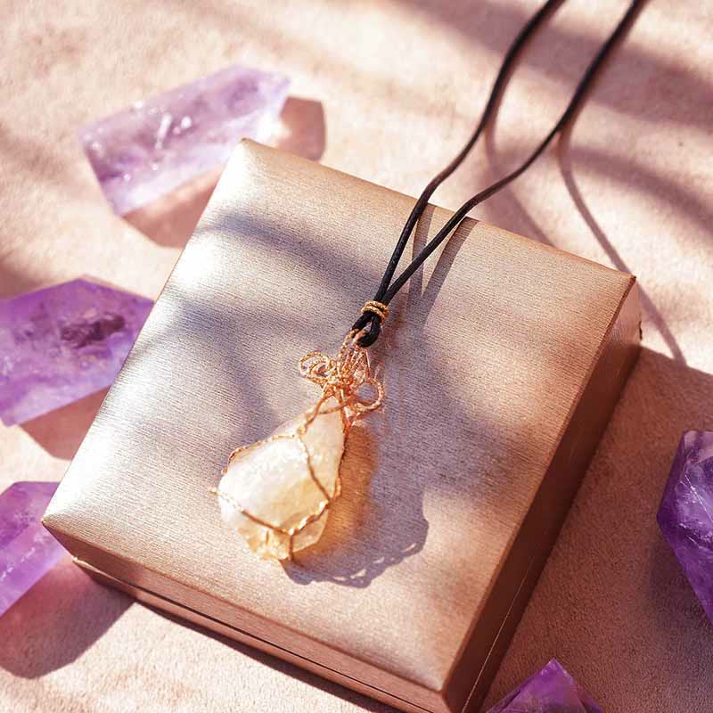 Olivenorma Natural Crystal Rough Handmade Pendant Necklace