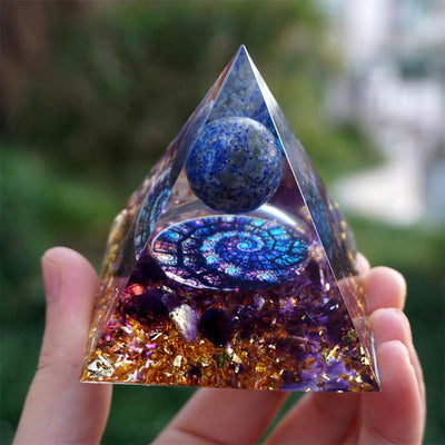 Olivenorma Celestial Gateway-Amethyst & Lapis Lazuli Sphere Orgone Pyramid - image 3