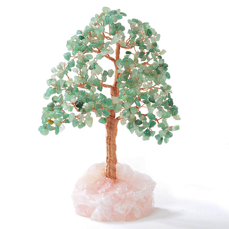 Olivenorma Aventurine Bonsai  Feng Shui Tree with Rose Quartz Base