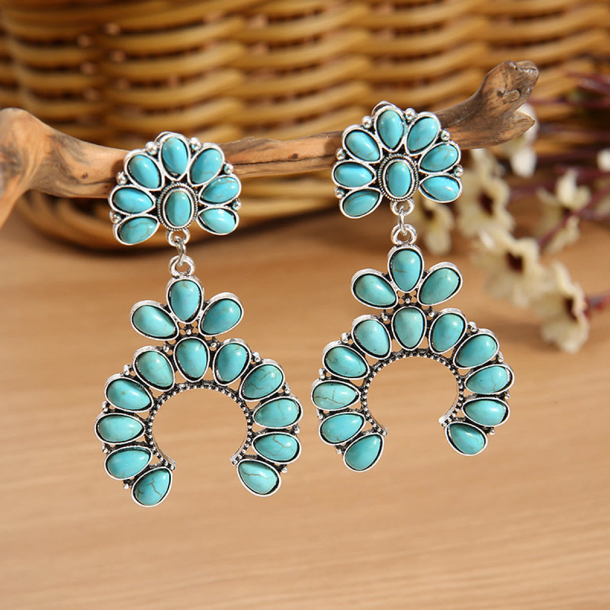 Olivenorma Chunky Turquoise Drop Bohemia Earrings