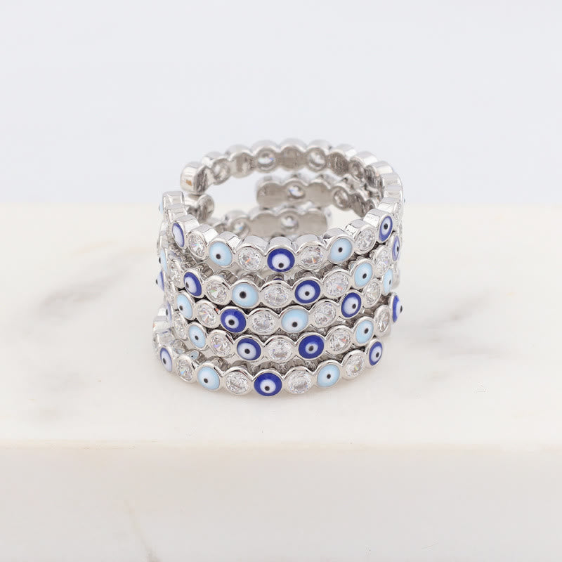 Olivenorma Colorful Evil Eye White Zircon Adjustable Ring