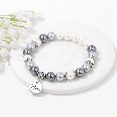 Olivenorma Mom Pendant Pearl Stainless Steel Bracelet