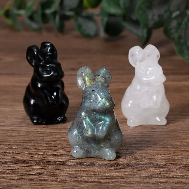 Olivenorma Charming Easter Bunny Crystal Figurine Gemstone Decoration