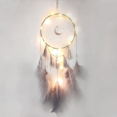 Olivenorma Fairy White Feather Moon Pendant Dream Catcher