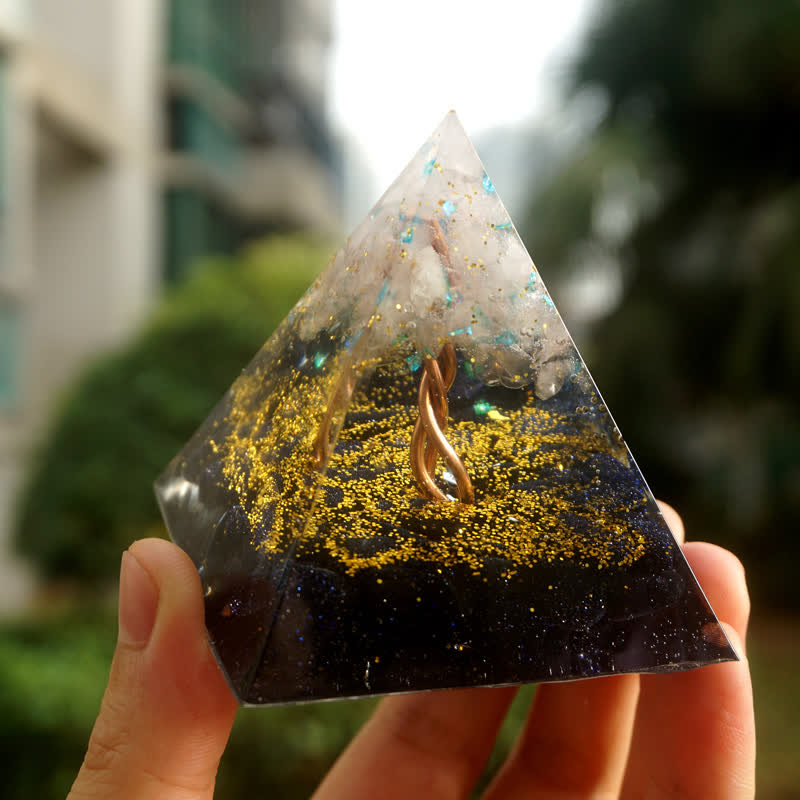 Olivenorma Rose Quartz Blue Sandstone Tree Of Life Orgone Pyramid