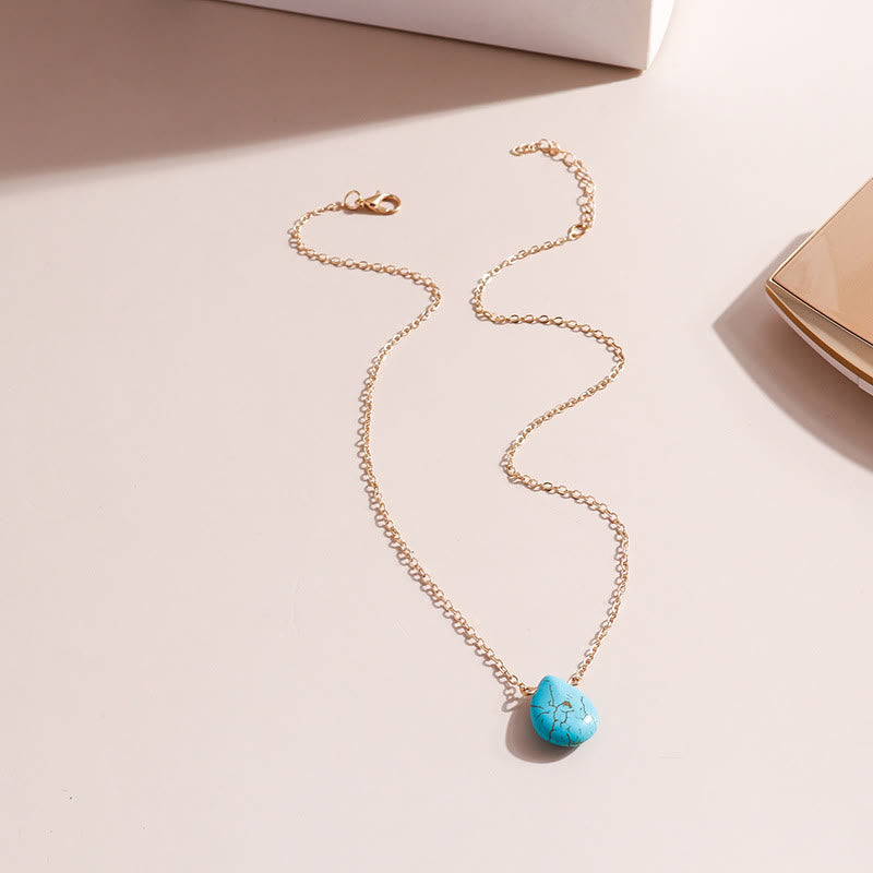 Olivenorma Turquoise Drop Shape Pendant Simple Collarbone Necklace