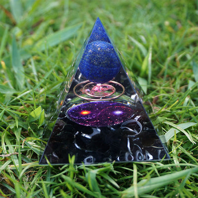 Olivenorma Lapis Lazuli Sphere With Obsidian Orgone Pyramid