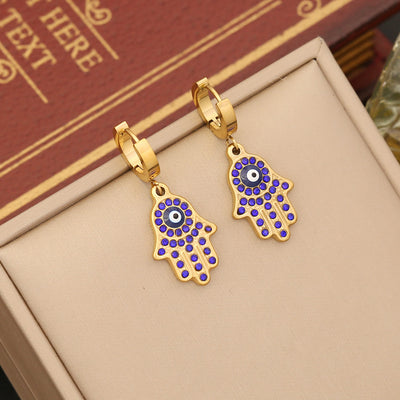 Olivenorma Evil Eye Hamsa Epoxy Necklace Bracelet Earrings Set