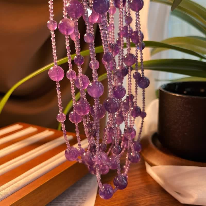 Olivenorma Natural Amethyst Large Small Beads Clavicle Necklace