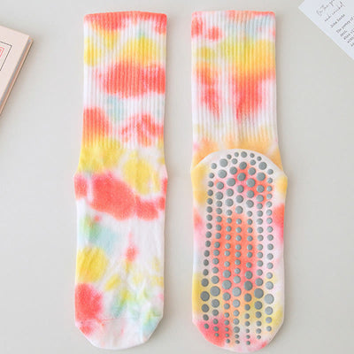 Olivenorma Medium-Tube Tie-dye Anti Slip Yoga Socks