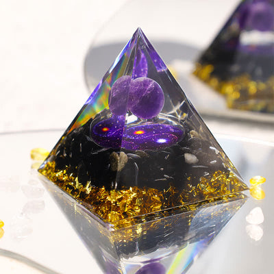 (Clearance 30% OFF / CODE: OFF30) - Olivenorma Yin And Yang Obsidian Orgone Pyramid