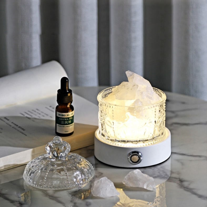 Olivenorma Rose Quartz Amazonite Clear Crystal Aromatherapy Lamp