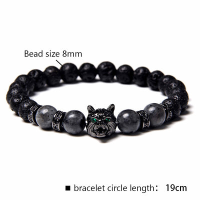 Black Tourmaline Wolf Bracelet