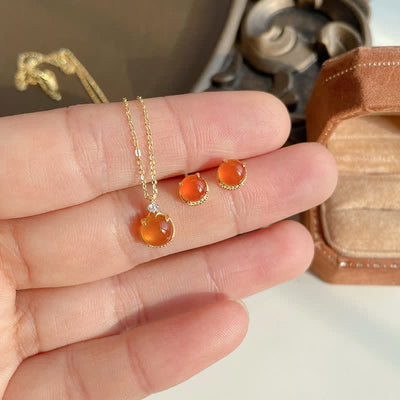 Olivenorma Natural Yellow Agate Jewelry Set