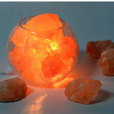 Olivenorma Creative Ice Cracked Glass Tank Himalayan Pink Salt Lamp