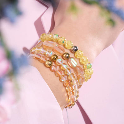 Olivenorma Pale Yellow Crystal Glass Bead Bracelet