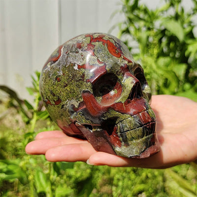 Olivenorma 10cm Dragon Blood Stone Gemstone Decoration Crystal Skull