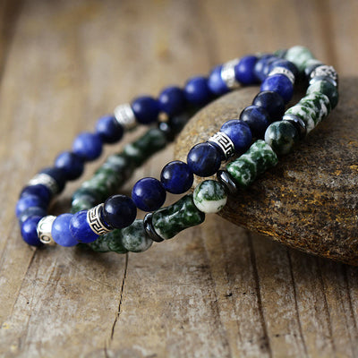 Olivenorma "Deepest Dreams" - Natural Blue Aventurine & Moss Agate Bracelet