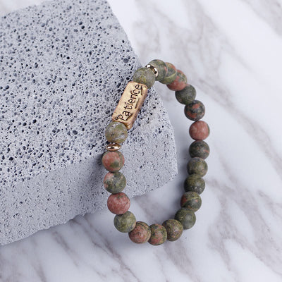 Olivenorma Natural Gemstone Mom Patience Engraving Bracelet