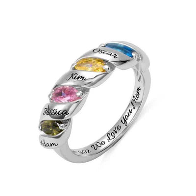 Olivenorma Memory Personalized and Engraved Birthstones Ring