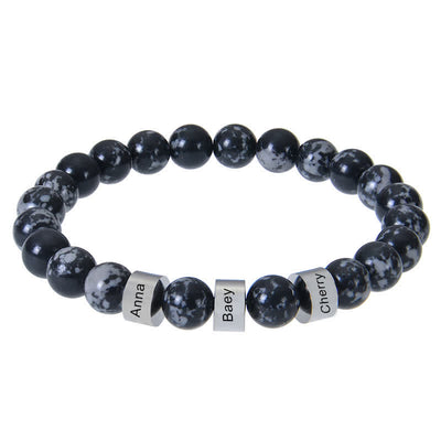 Olivenorma Natural Stone Beads Custom Name Engraving Bracelet