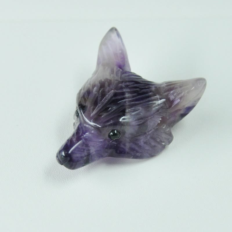 Olivenorma Natural Crystal Carved Wolf Head Accessory Gemstone Decoration