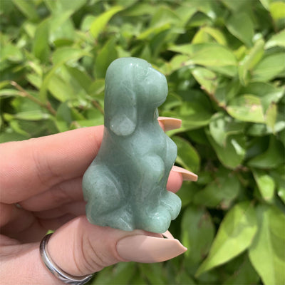 Olivenorma Green Aventurine Dog Stone Carving Gemstone Decoration