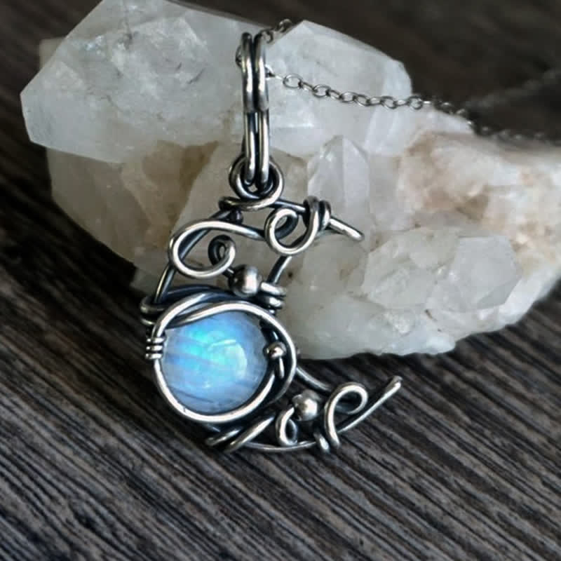 Olivenorma Bohemia Moonstone Silver Moon Necklace