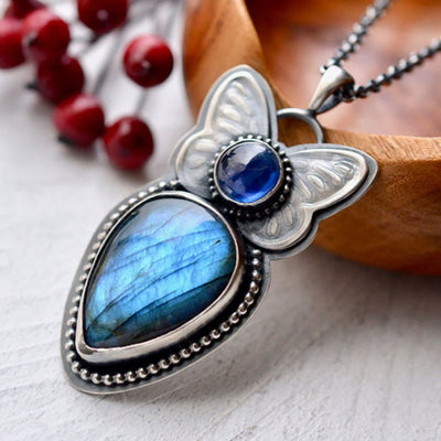 Olivenorma Butterfly Design Labradorite Pendant