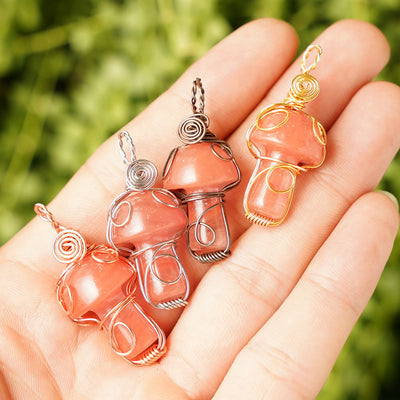 Olivenorma Natural Healing Stone Mushroom Necklace