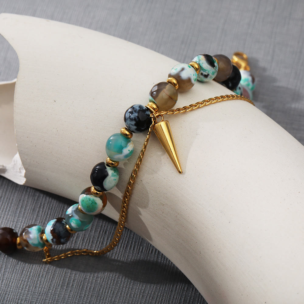 Olivenorma Multicolored African Turquoise Stainless Steel 18K Bracelet