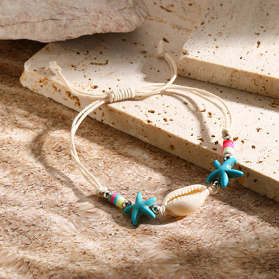 Olivenorma White Turquoise Starfish Turtle Pendant Beach Bracelet