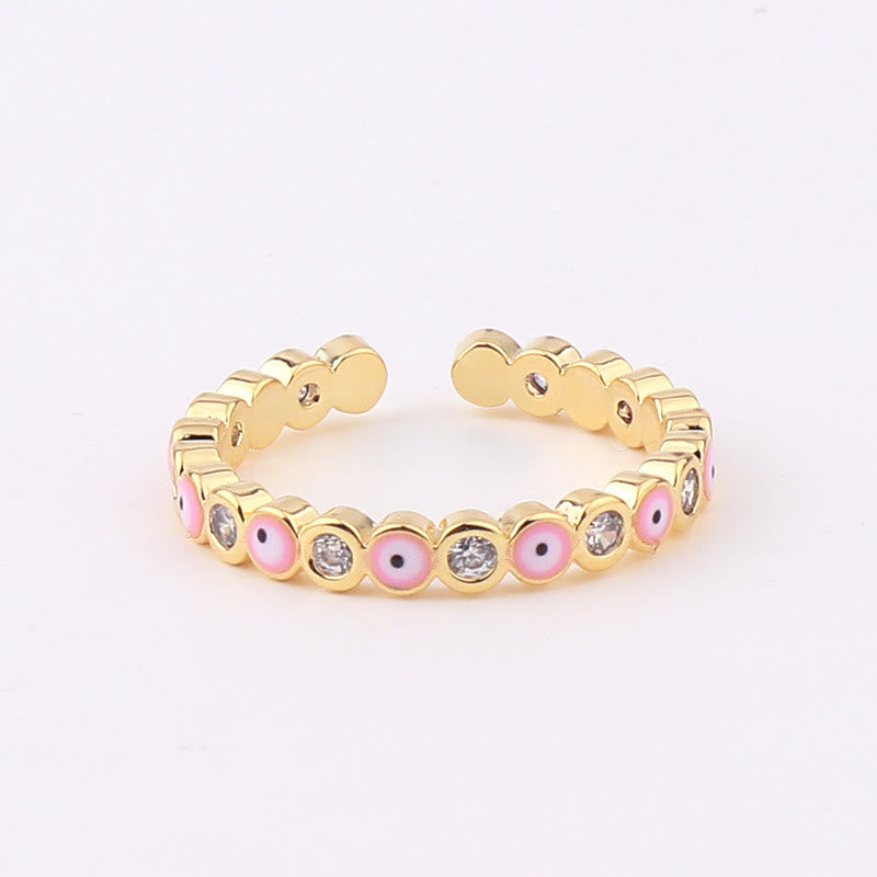 Olivenorma Colorful Evil Eye White Zircon Adjustable Ring