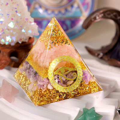 Olivenorma Rose Quartz Lepidolite Eye Of Horus Orgone Pyramid