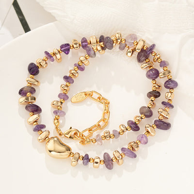 Olivenorma Gold Clavicle Chain Geometric Irregular Amethyst Necklace