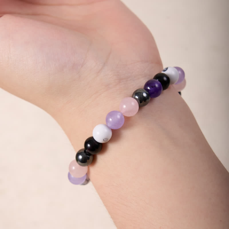 Olivenorma Rose Quartz Amethyst Obsidian Hematite Beads Bracelet