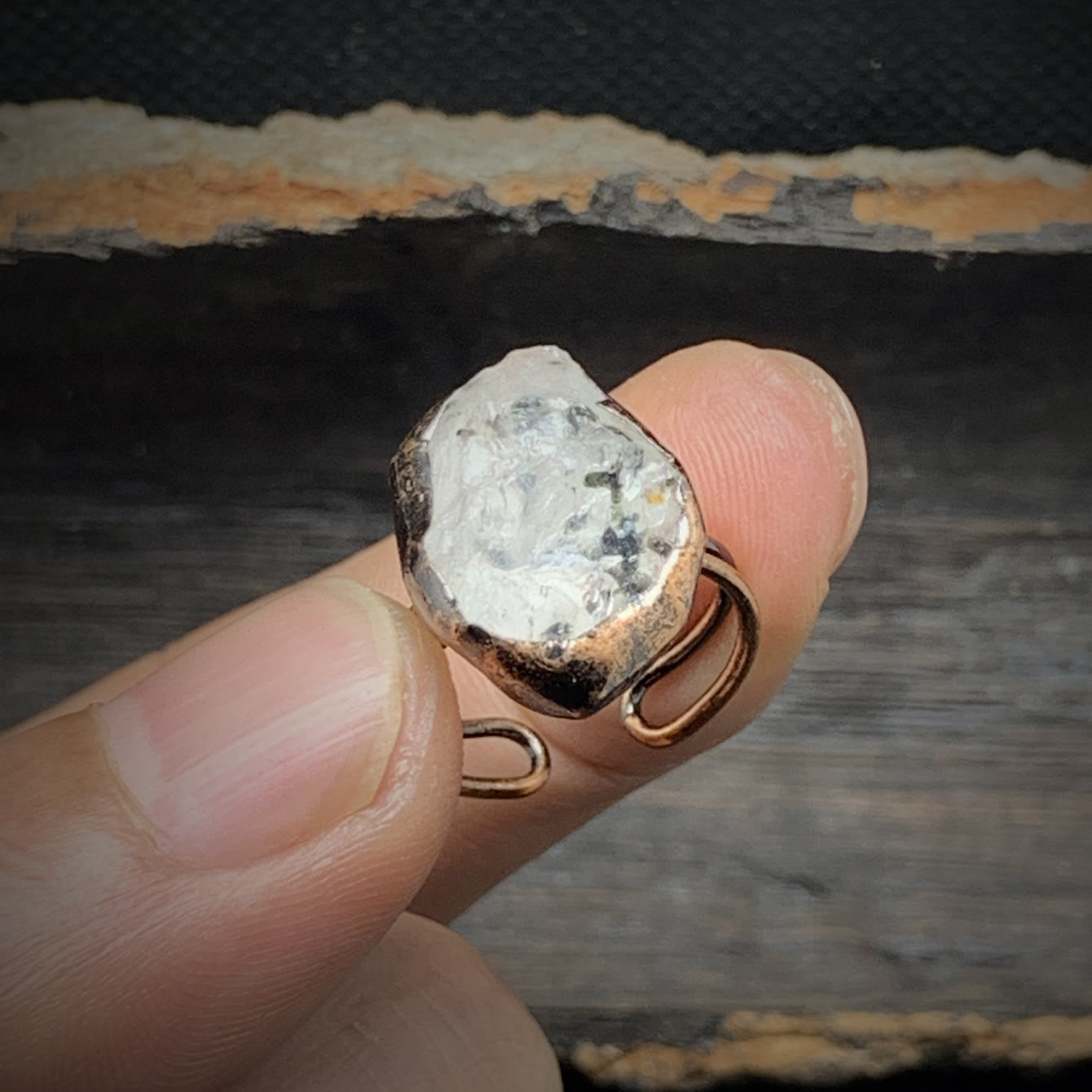 Olivenorma Natural Irregular Raw Stone Twelve Birthstone Adjustable Ring