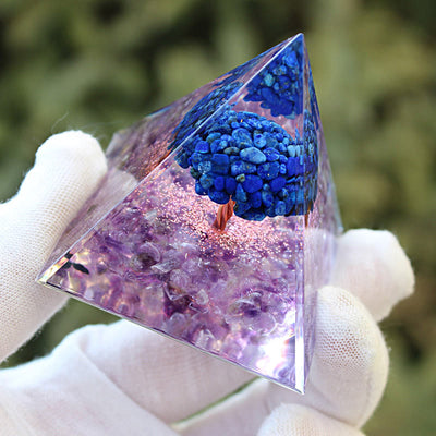 (Clearance 30% OFF / CODE: OFF30) - Olivenorma Lapis Lazuli Amethyst Tree Of Life Orgone Pyramid