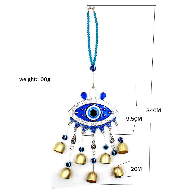 Olivenorma Turkish Blue Evil Eye With 7 Bells Wall Decor