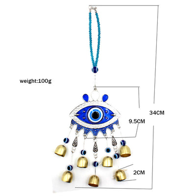 Olivenorma Turkish Blue Evil Eye With 7 Bells Wall Decor