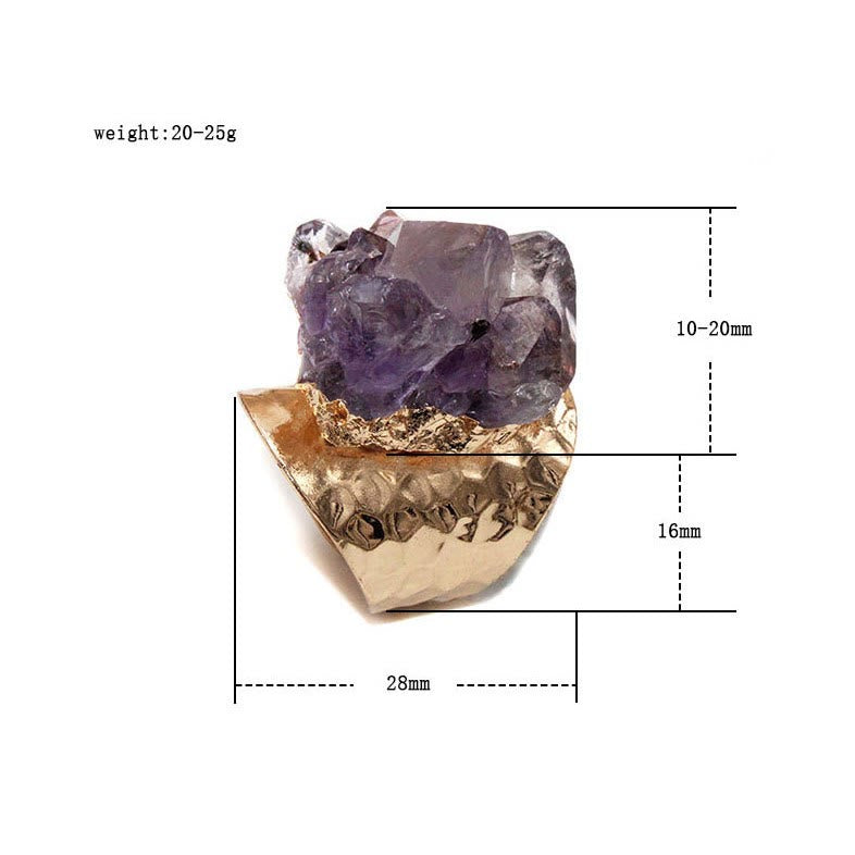 Olivenorma Retro Adjustable Natural Amethyst Ring